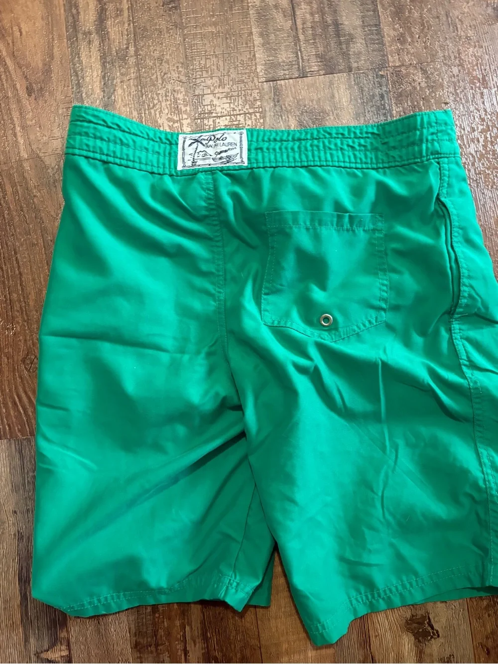 Boys XL Ralph Lauren Green Swim Trunks with Yellow Polo Logo